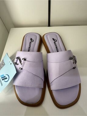 Women’s Lilac Slide Sandals with Decorative Buckle